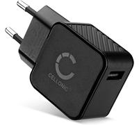 EU-Plug USB Charger 1 Port 5V 2.4A 12W Black USB Power Supply 100V - 240V for Charging via Mains Socket