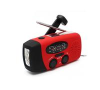 (EU, Red) Portable AM/FM/NOAA Radio with USB Charger & LED Flashlight - Multi-Functional Survival Tool for Emergencies