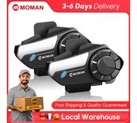 【EU Stock】Casque moto Moman H2S avec intercom, mixage audio dynamique 4 modes, communication sans fil jusqu'à 1 km, version originale 1 pack