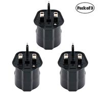EU vers UK/HK/Singapour/UAE/KSA Adaptateur avec Fusible 13A et Obturateur de Sécurité, 2 Broches DE/FR/IT/ES Connecteur Européen Converti à UK 3 Broches (3 Pièces, Noir)