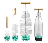 Euablfo 3 Pièces Goupillon Bouteille, 33 cm Goupillon Gourde et éponge Douce, Ecouvillon Bouteille pour Carafes en Verre pour SodaStream, Bouteilles de Soda