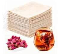 Euablfo 50 Pcs Sachet The Reutilisable, Sacs à éPices, 10 * 8cm Sacs à Cordon en Mousseline de Coton, RéUtilisables pour Le Thé en vrac pour éPices thé Café Herbes Cuisine