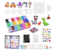 Euablfo 7300 Pièces Perles à Repasser,24 Couleurs vec Motifs Planches Papiers à Repasser Pincettes Perles à Repasser, pour Anniversaire, Pâques Creatif Enfant Cadeau Cadeaux Artisanaux