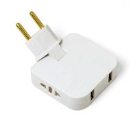 EuAcesry 1 Pc Prise Plate avec 2 Prises 220V et 2 USB, Connexion Pivotante 180°, Adaptateur Européen et Américain pour Espaces Réduits,Voleur Multiple Plat Mural,Derrière Meuble