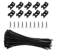 EuAcesry 100 Pièces Attaches Cable avec 100 Embase de Serre Cables et Vis, Autobloquantes en Nylon Fixations Électriques Collier de Serrage pour Organiser Câbles, Réutilisables et Réglables, 100 mm