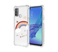 EUAGVQY Coque pour Oppo A53 - Motif fleur ours - TPU souple - Antichoc et anti-rayures - Coque de protection pour Oppo A53 (arc-en-ciel)