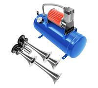 EUAIIPull Compresseur d'air 12 V avec réservoir de 6 l et kit de klaxon à 4 tubes 150 psi Système de compresseur d'air intégré pour appareils mécaniques et jouets