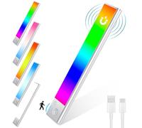 Euakee 23CM RGB IC LED Lightbar Sans fil avec Détecteur de Mouvement, Éclairage de l'armoire Dimmable, Barre lumineuse Rechargeable USB Veilleuse pour chambre à coucher Salle de jeux