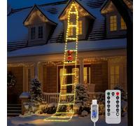 Euakee 3 M Guirlande lumineuse à LED en forme d'échelle de Père Noël, Avec Père Noël Grimpant, 8 Modes, Fonction Mémoire Minuteur, Étanche, pour Decoration Noel Exterieur et Interieur (Chaud)