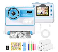 Euakee Appareil Photo Instantané, 2.4" Écran Appareil Photo Enfant avec Papier d'impression et Carte 32GB, Kidizoom Printcam, Mode Selfie, Cadeau Jouet pour Enfant Garçons Filles de 3-12 Ans (Bleu)
