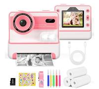 Euakee Appareil Photo Instantané, 2.4" Écran Appareil Photo Enfant avec Papier d'impression et Carte 32GB, Kidizoom Printcam, Mode Selfie, Cadeau Jouet pour Enfant Garçons Filles de 3-12 Ans (Rose)