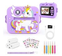 Euakee Appareil Photo Instantané Enfant, 1080P HD Appareil Photo Numérique Enfant avec Écran 2,4 & Carte 32 Go, Kids Camera, Cadeaux pour Garçons et Filles de 3 à 12 Ans(Violet)