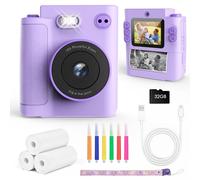 Euakee Appareil Photo Instantané Enfant, 1080P HD Appareil Photo Numérique Enfant avec Écran 2,4 & Carte 32 Go, Kids Camera, Cadeaux pour Garçons et Filles de 3 à 12 Ans(Violet)