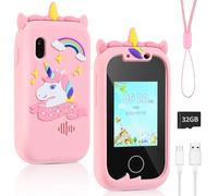 Euakee Appareil Photos pour Enfants, Pretend Smartphone pour Enfants avec 32GB Card, Licorne Jouet à Partir de 3 4 Ans Filles, Jeu de Rôle Téléphone Portable Cadeau pour 3-9 Ans Filles
