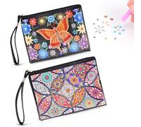Euakee Diamond Painting Lot de 2 petites trousses de maquillage pour enfants de 6, 7, 8, 9, 10 ans, cadeaux d'anniversaire pour enfants et adultes, cadeau fille de 6 à 12 ans