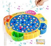 Euakee Jeux de Pêche Électriques, Jouet Enfant 2 3 4 Ans Jeux Peche a La Ligne avec 45 Poissons, 4 Cannes à Pêche Enfant Jeux Montessori Musical Jeu Educatif Jouet Cadeau pour Garcon Fille 3 4 5 6 Ans