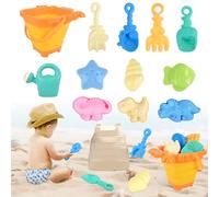 Euakee Jouet de Plage Enfant, 12 Pièces Jeux de Plage avec Seau Crabe Plage Pliant, Roue À Eau, Pelle Râteaux Moules, Glace Jeu de Plage Enfant pour Bac a Sable Intérieur Extérieur (Jaune)
