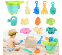 Euakee Jouet de Plage Enfant, 12 Pièces Jeux de Plage avec Seau Crocodile Plage Pliant, Roue À Eau, Pelle Râteaux Moules, Glace Jeu de Plage Enfant pour Bac a Sable Intérieur Extérieur (Vert)