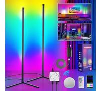 Euakee Lampadaire sur Pied Salon, WiFi RGBIC Lampadaire LED d'Angle avec Alexa/Google Home, Musique Sync, 16 Millions Couleurs, Lampe Moderne pour Salon, Chambre, Salle de Jeux (2 Pièces)