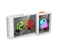 Euakee Réveil Numérique, Horloge Digitale avec Dinosaure Mignon, Horloge LED de Type S, 11 Couleurs Cartoon, Variateur, Volume, Snooze, Veilleuse pour Table de Nuit, Chambre, Room Décor(Blanc)