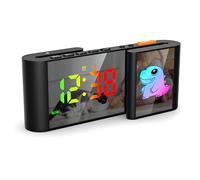 Euakee Réveil Numérique, Horloge Digitale avec Dinosaure Mignon, Horloge LED de Type S, 11 Couleurs Cartoon, Variateur, Volume, Snooze, Veilleuse pour Table de Nuit, Chambre, Room Décor(Noir)