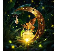 Euakee Solaires de Jardin, Lampe Solaire Lune avec Boule en Verre Fissuré Étanche, Lumiere Solaire Exterieur Decorative pour Chemin de Pelouse, Patio, Balcon, Cour
