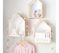 EUBEISAQI 2 Forme Maison étagère Rangement en Bois étagère Suspendue étagères pour Enfants (Blanc)