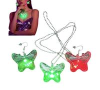 EUBEISAQI Ensemble De Boucles D'Oreilles Et Collier - Recharge USB Polyvalent Rétro - Boucles d'oreilles Tombantes LED Lumineuses - Pour Rendez-Vous Soirée Bar Mariage Mère Épouse Petite