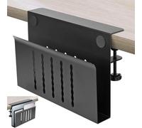 EUBEISAQI Étagère de bureau à pince en métal | Pas de perçage sous le support d'ordinateur portable, support de rangement latéral pour studio à domicile