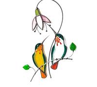 EUBEISAQI Fenêtre Artisanale Petits Oiseaux vitrail Suspendu vitrail mémorial Artisanat Cadeaux fenêtre Panneaux d'art