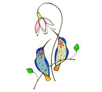 EUBEISAQI Fenêtre Artisanale Petits Oiseaux vitrail Suspendu vitrail mémorial Artisanat Cadeaux fenêtre Panneaux d'art