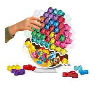 EUBEISAQI Jeu D'Équilibre en Blocs | Briques en Bois à Assortir par Couleur,Tour d'Empilage de Blocs | pour Garçons Filles Motricité Fine Apprentissage Concentration Table Maternelle Maison Jardin D'