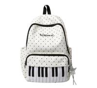 EUBEISAQI Sac à dos de | Sac à dos d'école de capacité avec imprimé piano | Sac à dos multi-poches - pour ordinateur portable, randonnée, université, avion, étudiants, quotidien, blanc