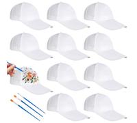 EUBSWA Casquette enfant garcon, Lot de 10 DIY casquettes à peindre avec Graffiti pour homme & femme, casquette de baseball pour enfants, casquettes blanche pour enfants