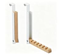 EUBSWA Lot de 2 crochets de porte pliables - À suspendre - Sans perçage - Avec 6 rainures pour crochet de suspension - En métal et bois - Pour porte de moins de 2 cm - Blanc