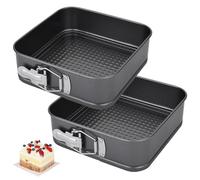 EUBSWA Moule à manqué à charnière 15 cm, 2 Pièces Carré Moule Gateau avec revêtement antiadhésif, Pour La Cuisson Gâteau Et Quiches