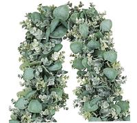 Eucalyptus Artificiel Garland 5, 74 Pieds Silver Dollar Greenery Eucalyptus Garland Vins de Feuilles réalistes pour Le Mariage Tableau de Fond Decord