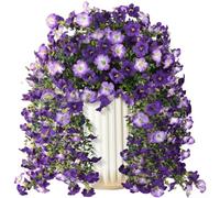 Eucalyptus artificiel Morning Glory, panier suspendu de 75 cm, décoration florale extérieure, tiges flexibles, fleurs réalistes en plastique, décoration de jardin, terrasse, balcon (A)