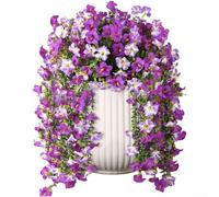 Eucalyptus artificiel Morning Glory, panier suspendu de 75 cm, décoration florale extérieure, tiges flexibles, fleurs en plastique réalistes, décoration de jardin, terrasse, balcon (B)