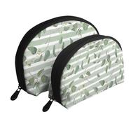 Eucalyptus Dollar Argent Vert, Trousse de Maquillage Coquille Femme Petit Porte-Monnaie Trousse de Toilette Trousse à cosmétiques 2 pièces