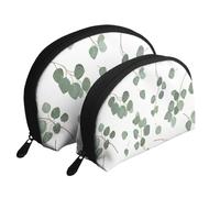 Eucalyptus Dollar Argent Vert, Trousse de Maquillage Coquille Femme Petit Porte-Monnaie Trousse de Toilette Trousse à cosmétiques 2 pièces
