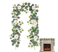 Eucalyptus Flower Garland - 6 Foot Artificial Greenery Floral Wedding Wreath, Table Runner Backdrop Wall Decor Decoration Garland | Wedding Arch Draping, Fireplace Mantel Swag, Banquet Hall Runner