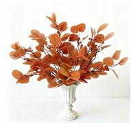 Eucalyptus Leaf Branche Faux Branches D'eucalyptus Artificielle Plants Artificial Flower Leaves Decoration for Indoor Outdoor Vase Arrangement Table Festival Party Deco de Maison (Orange)