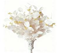 Eucalyptus Leaf Branche Faux Branches D'eucalyptus Artificielle Plants Artificial Flower Leaves Decoration for Indoor Outdoor Vase Arrangement Table Festival Party Deco de Maison (Champagne)