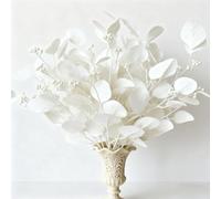 Eucalyptus Leaf Branche Faux Branches D'eucalyptus Artificielle Plants Artificial Flower Leaves Decoration for Indoor Outdoor Vase Arrangement Table Festival Party Deco de Maison (White)