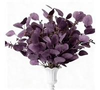 Eucalyptus Leaf Branche Faux Branches D'eucalyptus Artificielle Plants Artificial Flower Leaves Decoration for Indoor Outdoor Vase Arrangement Table Festival Party Deco de Maison (Dark Purple)