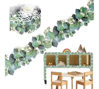 Eucalyptus Trim Bordure - décor de frontière Eucalyptus coupé uniquee coupé | Adhésif Polyvalent de Garniture imperméable | Mur de Verdure des Feuilles Tropicales pour la Classe