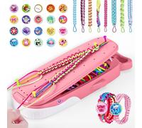 Euclidean Cube Bracelets d'amitié à faire soi-même pour filles de 6 à 12 | Bracelet à faire soi-même, pour 16 bracelets, boîte de rangement baleine rose, cadeau d'anniversaire pour fille de 7, 8