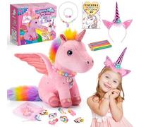 EUCOCO Peluche Licorne Cadeau Fille 3 4 5 6 Ans, Jouet Fille 3-6 Ans Licorne Peluche Fille Loisirs Créatifs Fille 3 4 5 6 Ans Anniversaire Cadeaux de Pâques Kit Bracelet Fille Jouet Enfant 3-8 Ans