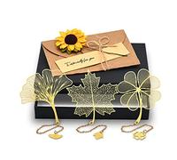 Eucomir Metal Marque-Page Pendant Bookmark, 3 Feuille et Fleur Marque Page, Special Signets Marque-Pages Set est un Cadeau Pratique et Créatif pour Enseignants,Lecteurs,Etudiants,Amis,Or